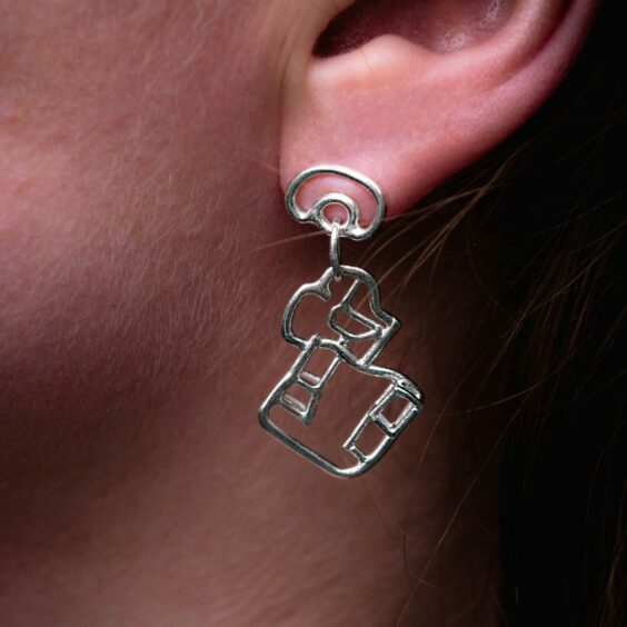 An earrings from Zoe Davidson's collection inspired by Skara Brae.