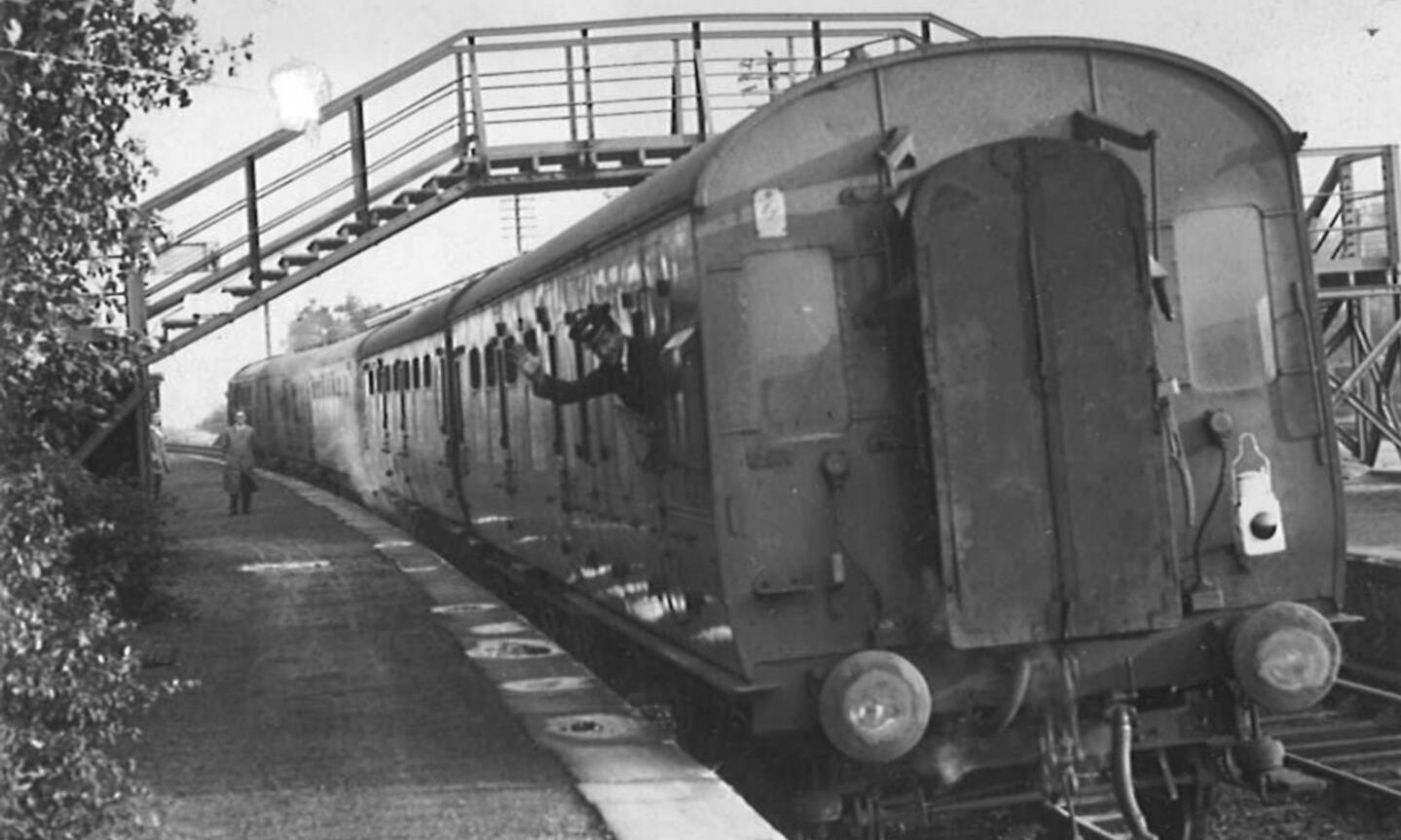 A last glimpse of the Buchan train as it rounds the bend at Ellon Station on its final journey in 1965