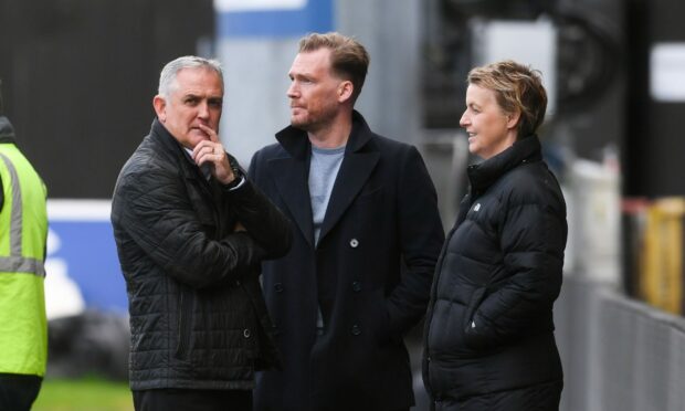 Queen's Park manager Owen Coyle (left), director of football Marijn Beuker (centre) and chief executive Leeann Dempster will all have visions for success in the Championship.