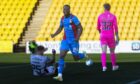 Caley Thistle forward Austin Samuels wheels away after putting his team ahead at Livingston.