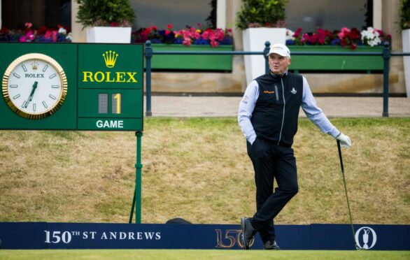 Paul Lawrie on the first tee at the start of the 150th Open.