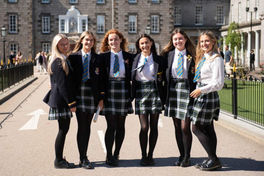 A group of girls outside Robert Gordon's College