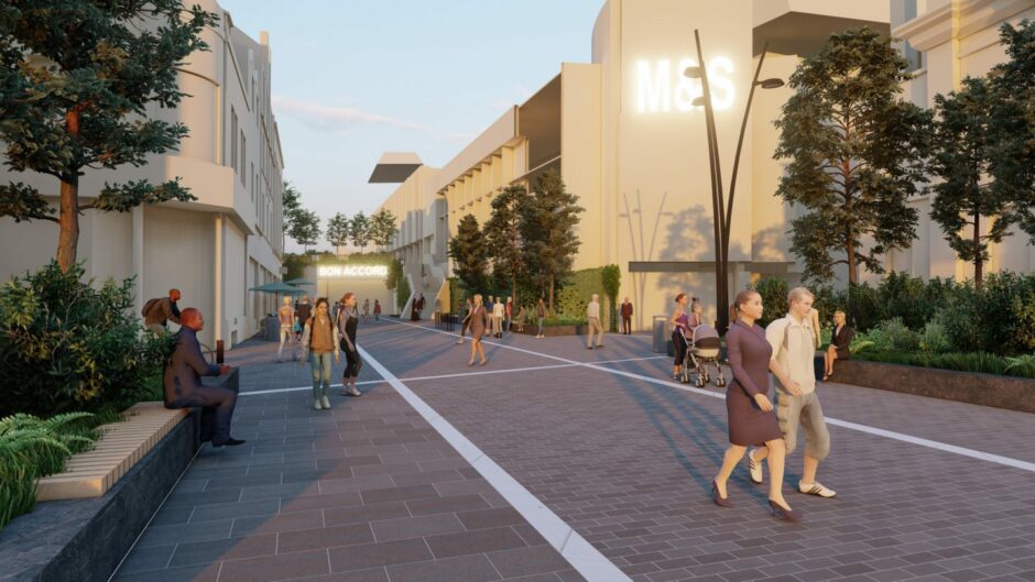 St Nicholas Street would also be given a facelift under the new Aberdeen market project. This is included in the Green consultation. Picture by Aberdeen City Council.
