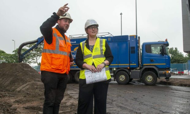 Councillor Miranda Radley visited South College Street with Graham Bias the site manager