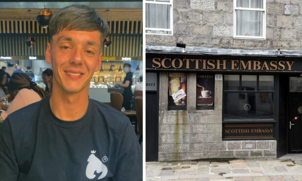 Andrew Gray punched a bouncer outside Scottish Embassy Bar.