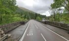 The A85 Oban to Crianlarich road at Bridge of Awe.Supplied by Google Maps.