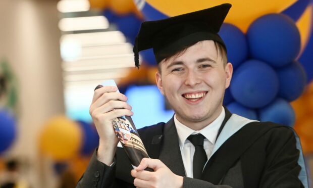 Justin Reid celebrating his graduation at P&J Live. Pic: Chris Sumner/DC Thomson.