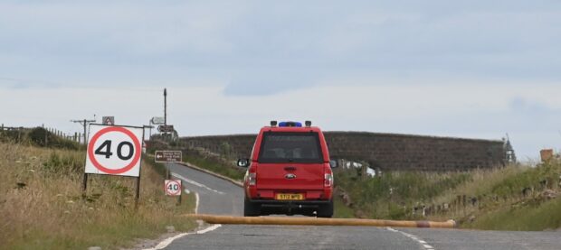 Coast Road in Aberdeen is currently closed due to the ongoing fire response at Altens recycling plant. Picture Chris Sumner/DCT Media