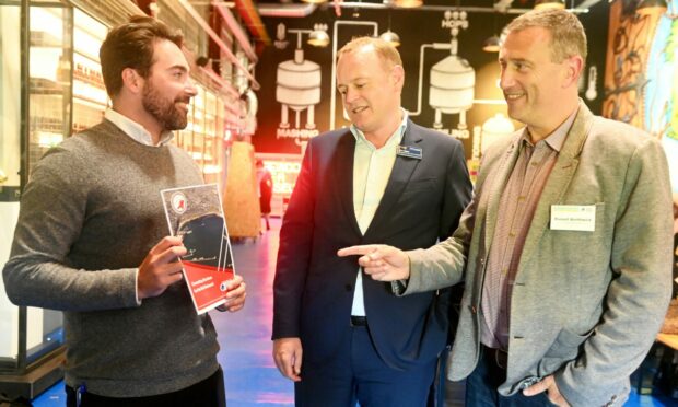 l-r Wyndham Williams, co-chairman of the Campaign for North East Rail, Scotland's Railway managing director Alex Hynes, and Aberdeen and Grampian Chamber of Commerce CEO Russell Borthwick.