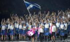 Team Scotland walk out to the opening ceremony at the 2018 Commonwealth Games