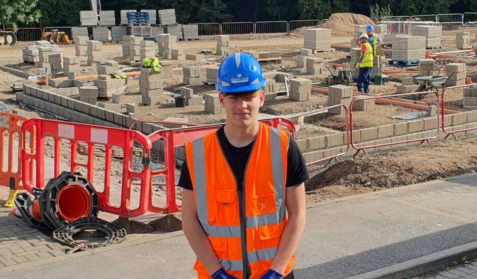 Apprentice Cammy Middleton on a construction site