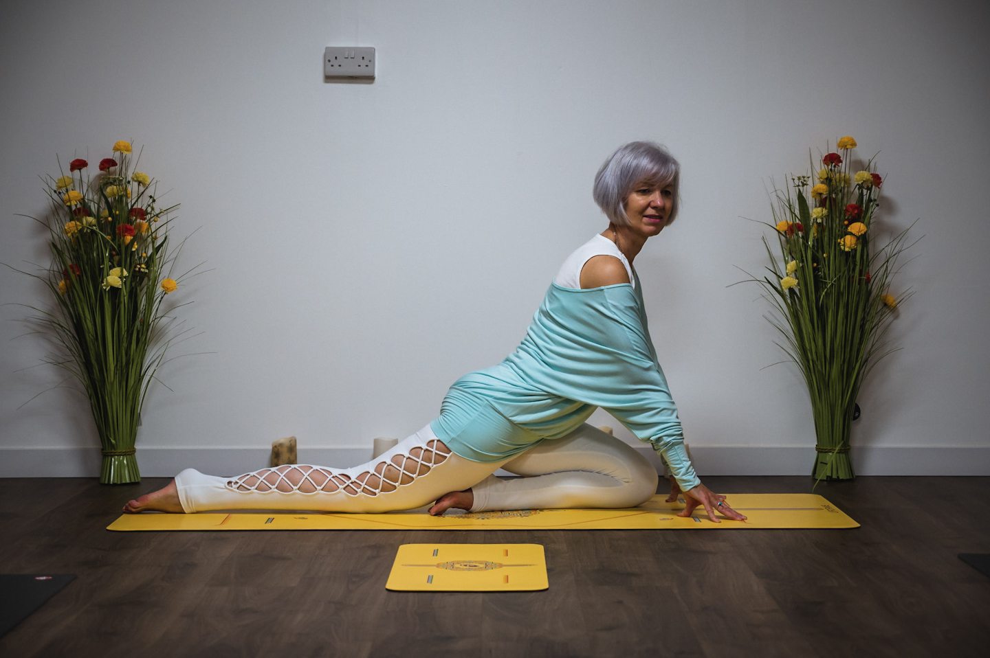 Angela also runs yoga sessions at Oldshoremore.