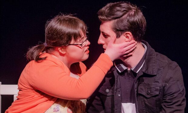 Abigail Brydon with Stephen Arthur in Downs With Love, 2018. Supplied by Cutting Edge Theatre.