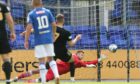 Gerry McDonagh scores from the penalty spot for Cove Rangers. Photos by Gareth Jennings