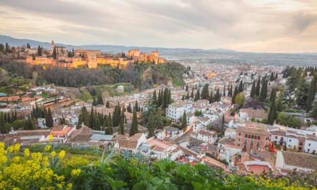 The view over Granada towards the Alhambra.