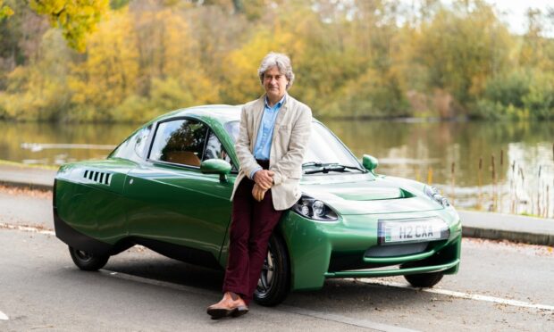 Chief engineer and founder of Riversimple eco hydrogen car company Hugo Spowers and the Rasa.