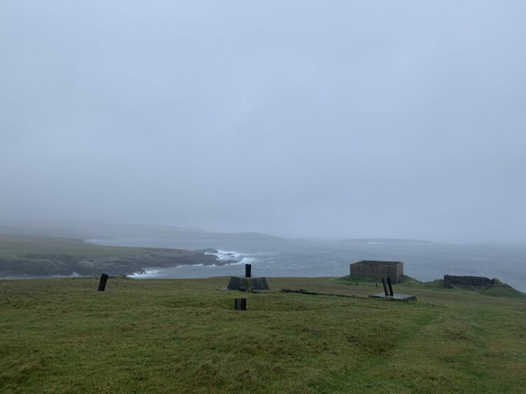 Site of SaxaVord Spaceport on the Lamba Ness peninsula in Unst with features of former WWII Skaw radar station.