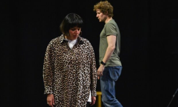 Neshla Caplan and Steven Miller during the intense rehearsals for The Stamping Ground at Eden Court.