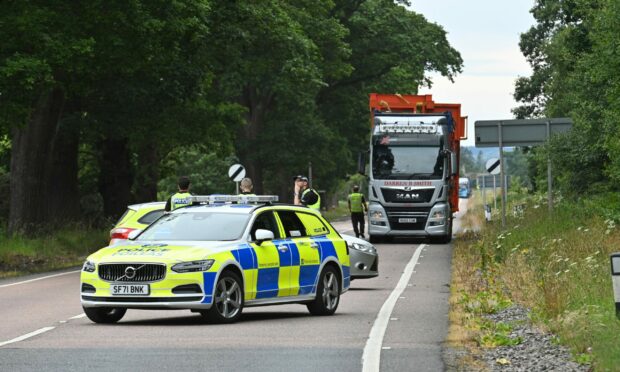 An accident between two vehicles in Brodie, Moray. Photo by Jason Hedges/DC Thomson