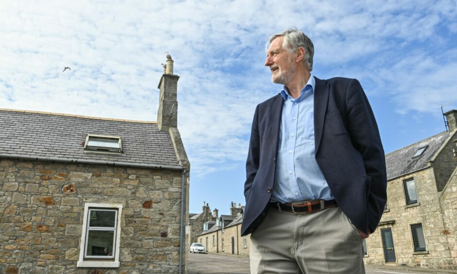 Councillor John Cowe on Commerce Street Lossiemouth