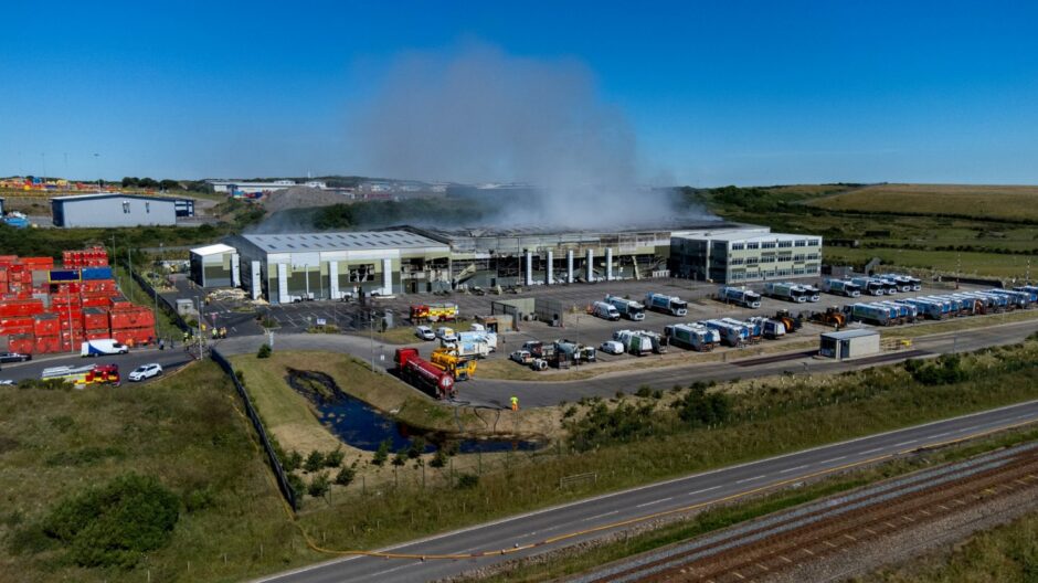 More drone shots from the Altens recycling centre fire. Picture: Kenny Elrick/DCT Media