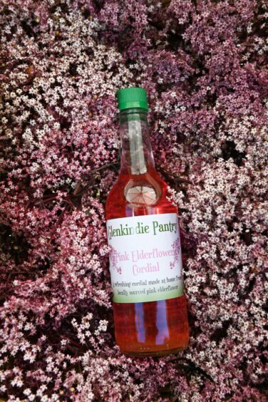 Pink elderflower cordial from Glenkindie Pantry Strathdon