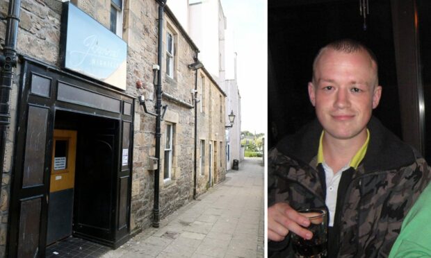 Lewis Smith hurled abuse at those passing by him near Elgin High Street.