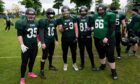 Highland Stags secured the Division 2 NFC North title after beating Dunfermline Kings 48-0. Pictured after an earlier game, from left, are: Stephen McMeechan (35), Euan Trommino (10), Rory Grant (49), Alex Yeats (81), and Jack Le Maitre (66). At the back is Davie Grant (75) and Colin Donaldson (77).