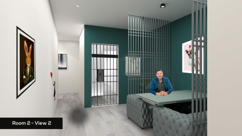 Artist rendering of former cells at Peterhead's police station transformed into offices.