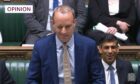 Deputy Prime Minister Dominic Raab winks at Deputy Labour Leader Angela Rayner as he speaks during Prime Minister's Questions in the House of Commons.