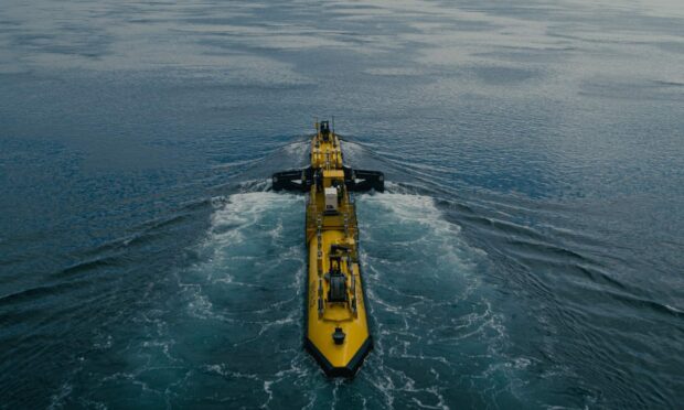 Orbital Marine Power's flagship floating tidal turbine in the waters off Orkney