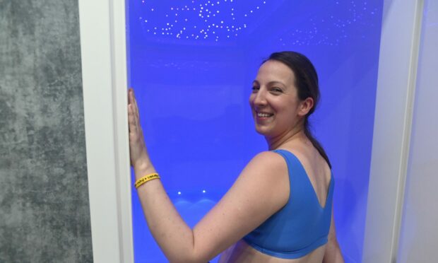 Filled with 10 inches of water and saturated with Epsom salts, clients can float for up to an hour, pictured is co-owner Fiona Ross. Picture by Paul Glendell