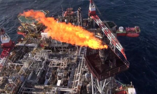 Flaring taking place on a North Sea installation.