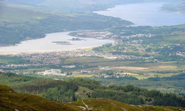 A scenic view of Fort William, with NHS Highland-run Belford Hospital in the centre.