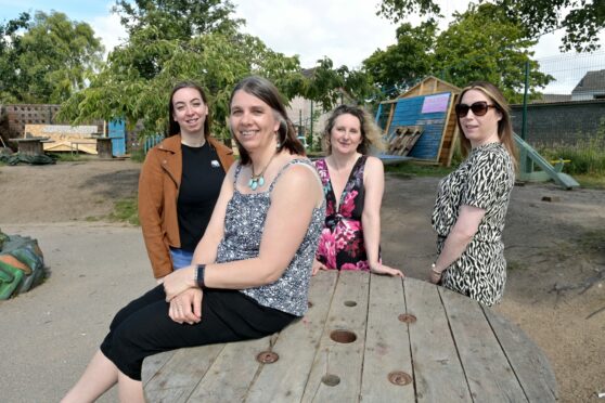 Acorn Nursery, Inverness, where the staff are trying to rasise money and help towards improving the outdoor play area for the children.    Staff members (L-R) Beth Fridge, Joy Smith, Karen Ayland and Dara Fraser. Picture by Sandy McCook.