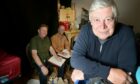 Man Shed, written by Euan Martin, left, directed by Dave Smith, centre, and starring Ron Emslie, right, is being rehearsed in a man shed built by Dave in Tain, ahead of its Edinburgh Fringe world premiere.