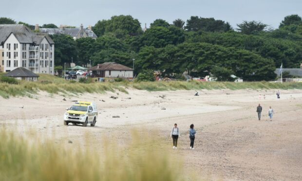 Coastguard at Nairn beach following reports of a body being discovered.