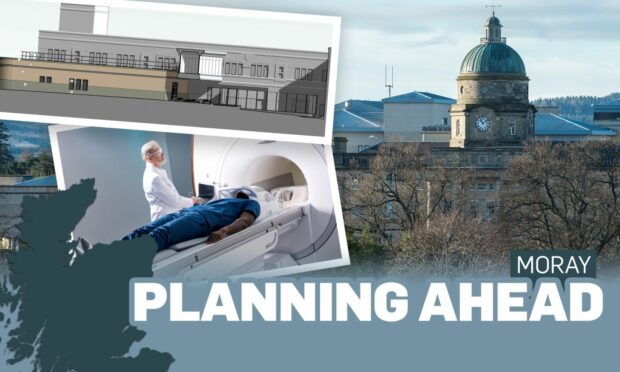 Extension to buildings at  Dr Gray's Hospital in Elgin to house MRI.