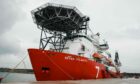 Subsea 7’s Seven Atlantic dive support vessel berthed in the Port of Aberdeen's new south harbour on Saturday.