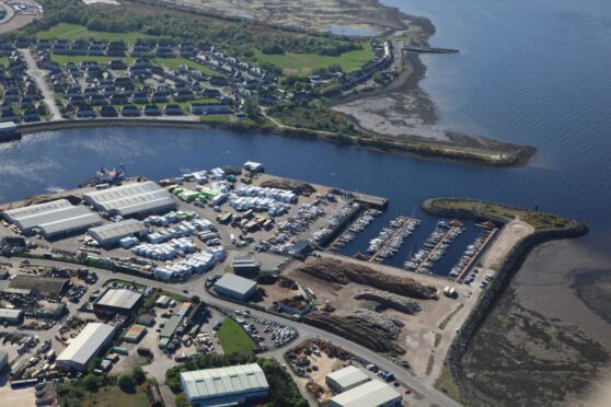 Aeriel shot of Port of Inverness.