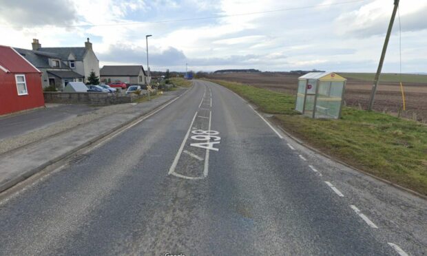 A98 has been closed near Buckie due to motorcycle accident. Supplied by Google.