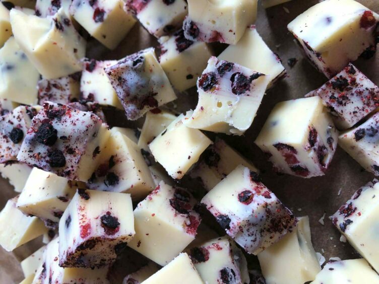 blueberry dairy-free fudge from The Chocolate Place