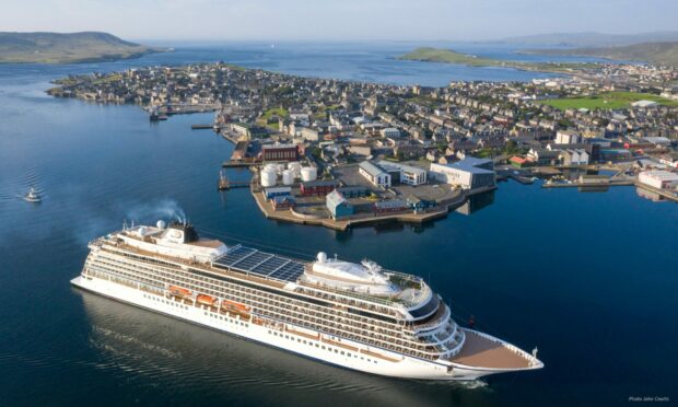 Communication lines have been restored to Shetland following a temorary fix. Image: John Coutts/ Lerwick Port Authority.