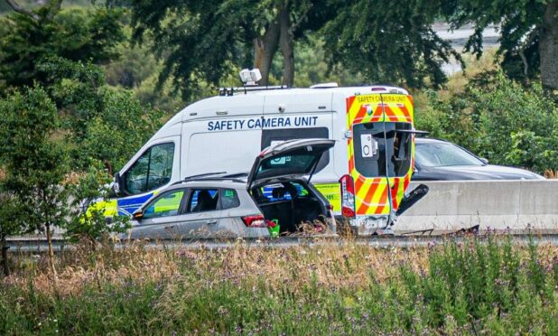 Police were called to the scene of a crash on the AWPR at around 2.15pm on Sunday. Photo by Wullie Marr/DCT Media.