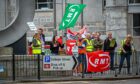 A picket line was outside Aberdeen railway station on Wednesday. Picture by Wullie Marr / DC Thomson.