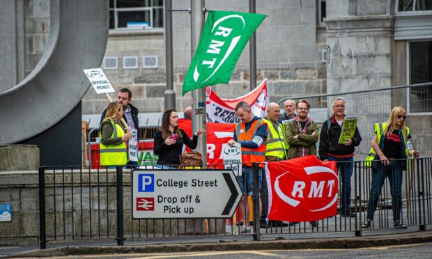 A picket line was outside Aberdeen railway station on Wednesday. Picture by Wullie Marr / DC Thomson.