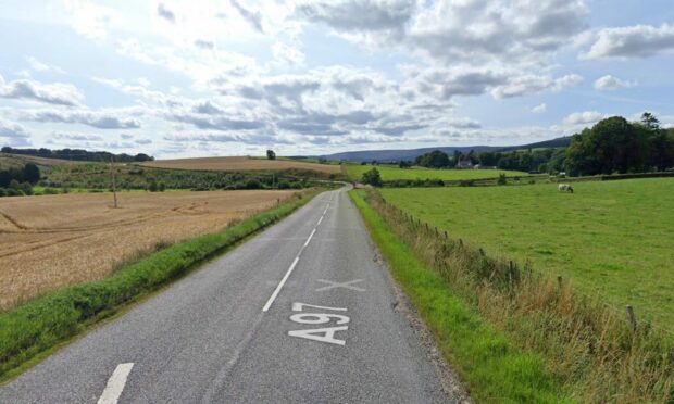 A section of the A97 has been closed in both directions. Picture: Google Maps.