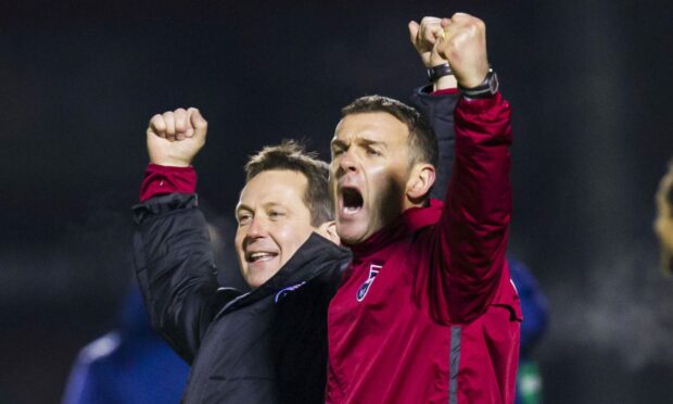 ICT head coach Billy Dodds, left, with Jim McIntyre celebrate in their Ross County days,