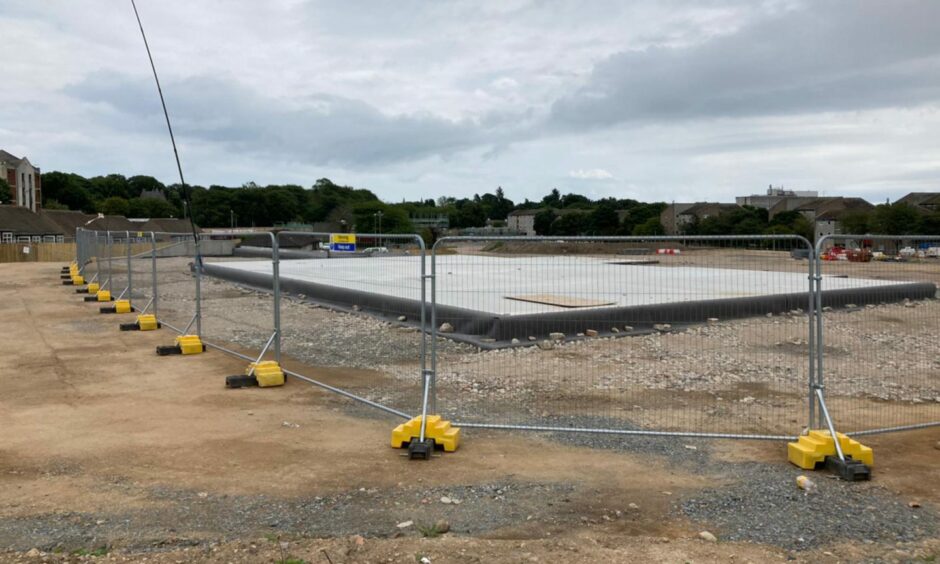 The foundations have been laid for the replacement Riverbank School... but construction is now longer taking place on the major Aberdeen project. Picture by Ben Hendry/DCT Media.
