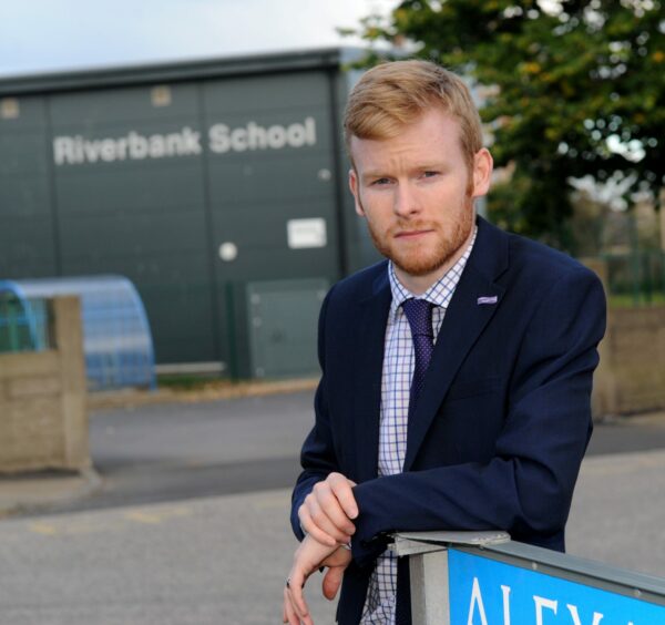 Labour councillor Ross Grant outside Riverbank School in Aberdeen in 2015. Picture by Kath Flannery/DCT Media.